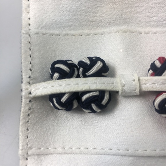 IWC Schaffhausen Knot Cufflinks Set of 3 IWA75073 Fabric Navy Red White - Picture 6 of 10